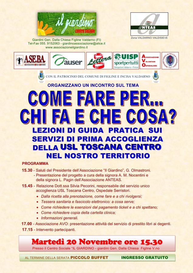 Clicca quì per aprire la pagina info corsi Locandina incontro 20 nov 2018